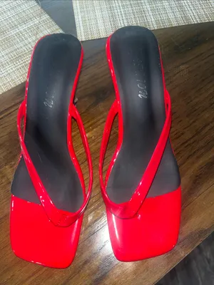 SHEIN Red Patent Square-Toe Slide Mules thumbnail 1