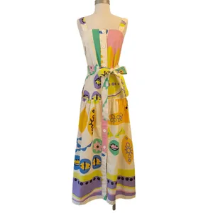 Zara Abstract Print Midi Dress XS Pop Art Belted Button‎ Front Colorful Resort thumbnail 2