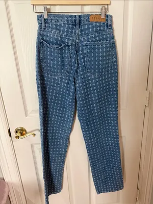 PacSun Blue Patterned Straight Leg Jeans dad jeans size 27 thumbnail 3