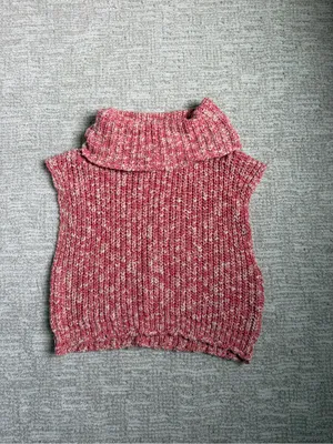 Sleeveless Cropped Turtle Neck Sweater red Pink thumbnail 2