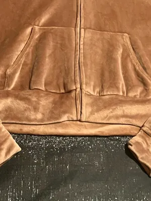 Womens M SKIMS Velour Cropped Zip-Up Hoodie in Sienna Brown thumbnail 5