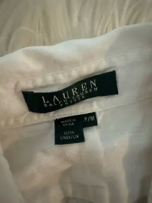 Ralph Lauren White Linen Button-Up Shirt thumbnail 2