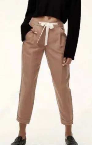 WILFRED ARITZIA Women's 8 Allant Linen Pants Cropped Waist Tie Moroccan Spice thumbnail 1
