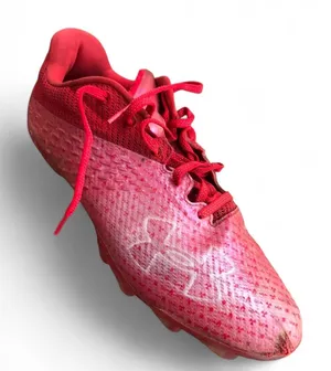 Under Armour UAF-0811 Cortane Jet Fuel Blur Red Pink High Octane Football Soccer Cleats Lace Up Boots Training Match Athletic Molded FG Film Ground thumbnail 1