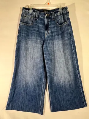 Miss Me Wide Leg Crop Jeans Women 29 High Rise Raw Hem Medium Wash Grunge Street thumbnail 1