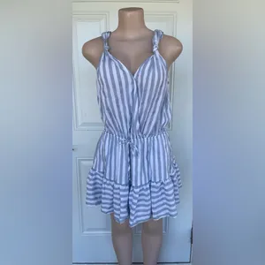 Mustard Seed Blue and White Striped Top thumbnail 2