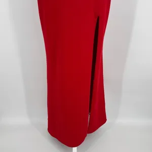 La Femme Gown Size 4 Red Asymmetrical Neck Strappy Back High Slit Evening Formal thumbnail 8