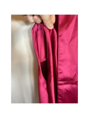 CantonWalker Mini Dress Womens M Magenta Satin Halter Cowl Neck Backless thumbnail 9