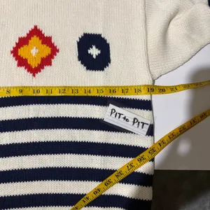 Chicken Face Intarsia Knit Sweater Women M White Blue Red Nautical‎ Coastal thumbnail 6