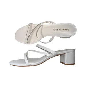 Shoe’N Tale White Strappy Chunky Block Sandals Heels Bridal Wedding New thumbnail 3