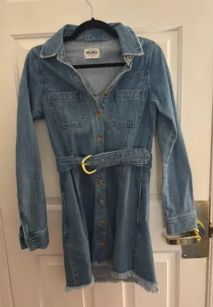 Long Sleeve Denim Mini Dress thumbnail 2