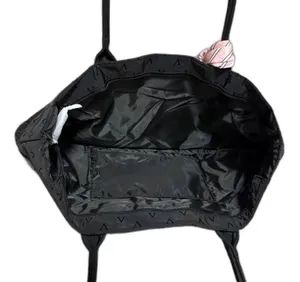 Victoria's Secret | Black Weekender Tote & Pink Scarf Set V Logo Embossed NWT thumbnail 5