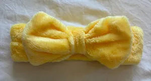 Yellow fuzzy face washing headband thumbnail 1