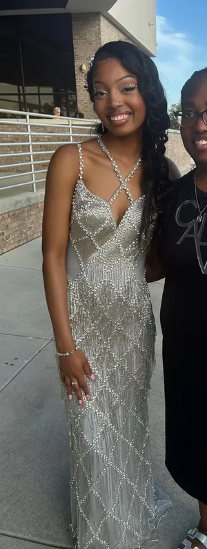 Alglistt Silver Sparkly Prom Dress thumbnail 1