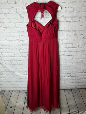 Amsale Elegant Red Halter Maxi Dress - Classic Evening Style size 10 thumbnail 7