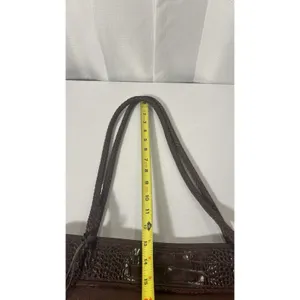 Brighton Handbag‎ Brown Embossed Alligator & Leather Braided Handles Charm thumbnail 11