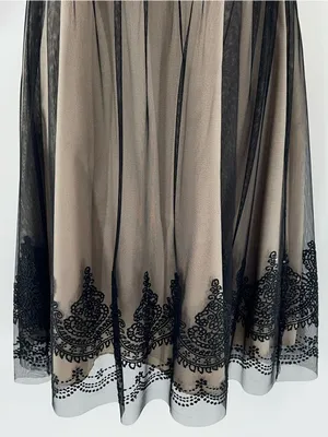David’s Bridal Caviar Beaded Black Netting Over Beige Lining Cocktail-Size 8 thumbnail 7