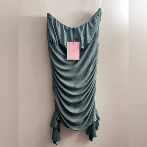 Hello Molly Sweet Blissful Mini Dress Green ruched bodycone XL thumbnail 5