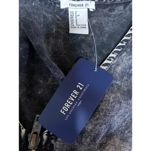NEW Forever 21 Gray V-Neck Sleeveless Zip Up Mini A-Line Tank Denim Dress Size S thumbnail 3