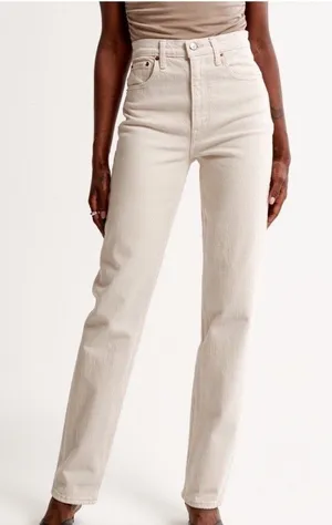 Abercrombie & Fitch The 90’s Straight Ultra High Rise Women's Jeans Sz 32 Cream thumbnail 1