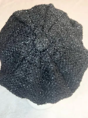 Vintage Y2K Textured Black Tweed Newsboy Cap Cabbie Hat thumbnail 8