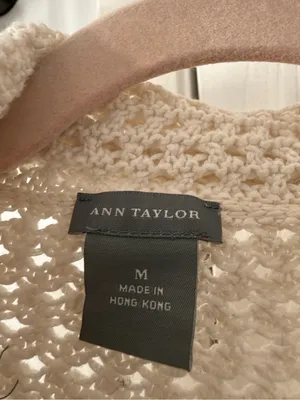 Ann Taylor Cream Crochet Button-Up Cardigan thumbnail 2