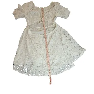 Lulus Lace Cutout Back Puff Sleeve Mini Skater Dress White M Graduation Wedding‎ thumbnail 4