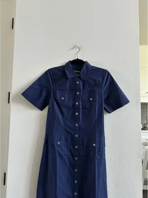 J Crew Shirt Dress Blue Navy Maxi Size 2 NEW thumbnail 3