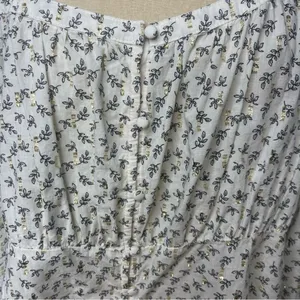 Old Navy Gold White XL Flare Lace Peasant Hippie Top Blouse Puff Sleeve Glitter thumbnail 9