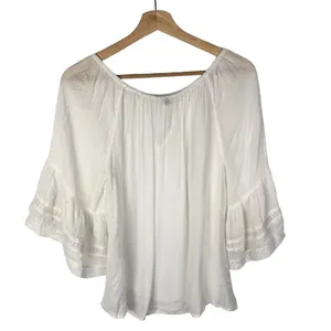 Lucky Brand White Swiss Dot‎ Layered Short Sleeve Blouse S thumbnail 2