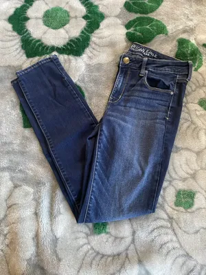 American Eagle Indigo Ribbed High Rise Skinny Jeans thumbnail 2