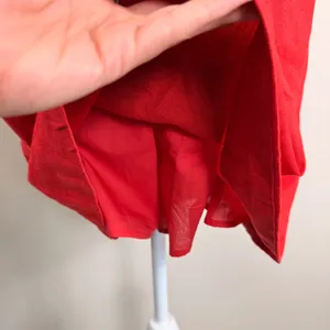 Abercrombie Fitch Red Linen Mini Dress Tiered Pleated Bodice Size Large thumbnail 11