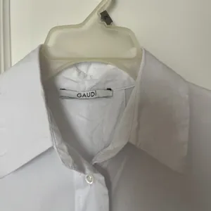 Gaudi Essential White Button Up XL Oversized Pleated Cotton Lagenlook Italy thumbnail 2