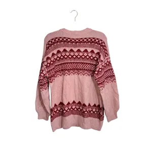 American Eagle Jegging Fit Sweater Pink Red Fair Isle Oversized thumbnail 5