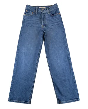 Levis Ribcage Straight Ankle Jeans Womens 25 Blue Medium Wash 72693-0121 thumbnail 1