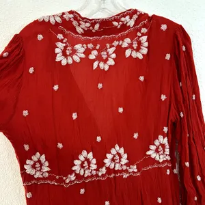 Free People Fabel Embroidered Maxi Dress Womens Size Medium Red White thumbnail 9
