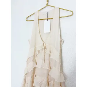 Zara Chiffon Ruffled Cream Midi Dress 4772/314 NWT Size Small Boho Romantic thumbnail 8