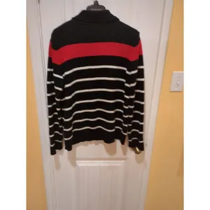 Ralph Lauren LRL Shawl Collar Sweater L Nautical Cotton Black Red Gold Buttons thumbnail 12