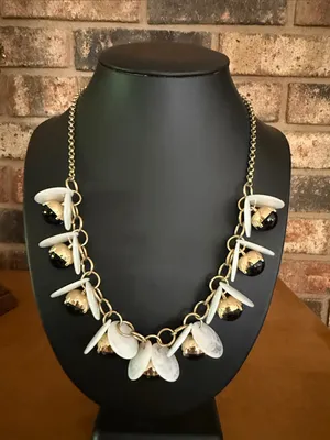 INC International Concepts Statement Black and White flower necklace thumbnail 1