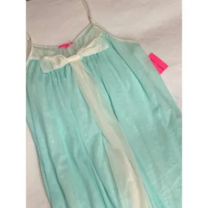 NWT Vintage Betsey Johnson Teal Tricot Nylon Babydoll Chemise Slip Dress Y2K S thumbnail 9