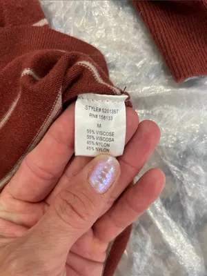 Pink Clover Rust and White Striped Crewneck Sweater size medium. thumbnail 9