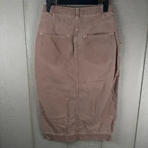 Free People Skirt Womens 6 Brown Midi Button Front Split Hem Boho Festival Chic thumbnail 3