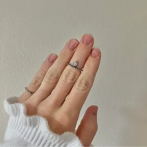 Crown Ring Pear Teardrop Bohemian Stacking Band Vintage “Tuilelaith” Silver Jewelry thumbnail 2