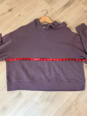 Organic Cotton Waffle-Knit Hooded Pullover Top Dusty Plum thumbnail 6