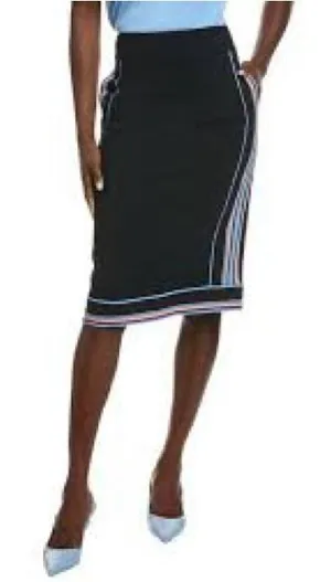 Reiss Maciee Skirt Women 4 Navy Blue NWT Striped Midi Pencil Pockets thumbnail 1