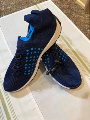 Navy Blue Lightweight Knit Athletic Shoes with Blue Accents thumbnail 3