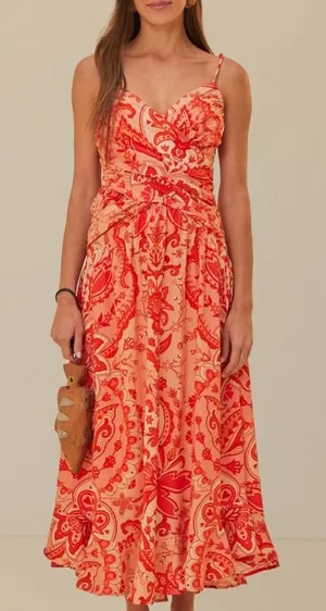 FARM Rio Jaipur Crossover Linen Blend maxi sun dress size small thumbnail 1