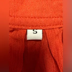 Halter Babydoll Mini Dress Boho Mesh Swiss Dot Hem Small Red Orange thumbnail 13