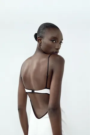 Zara mini white dress lace now lingerie inspired casual summer slip satin thumbnail 13