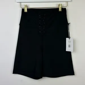 WeWoreWhat Lace Up Biker Shorts Black Revolve Athleisure Minimalist Small NWT thumbnail 5